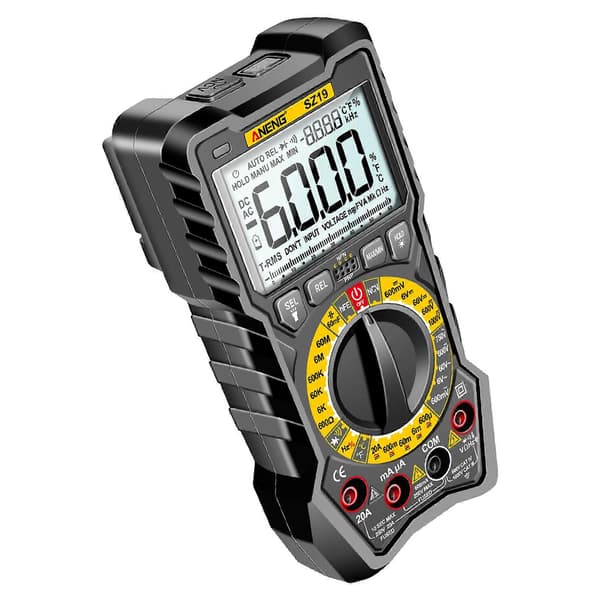 Digitalt multimeter 6000 tellinger AC/DC spenning strøm motstand kapasitans Black