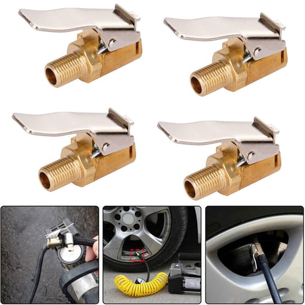 4 st 8 mm Luftchuck Däckventilsadapter Auto Pump Snabb Konverteringshuvud Clip Munstycken