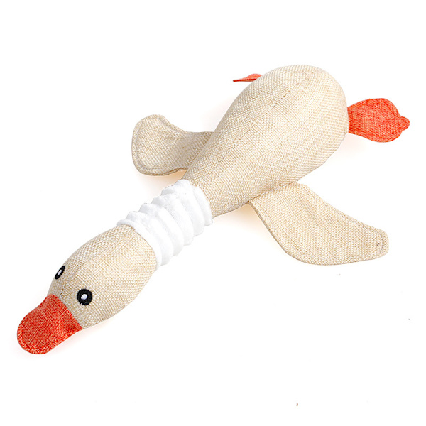 Hundleksak med squeaker för små medelstora hundar gåsform Beige