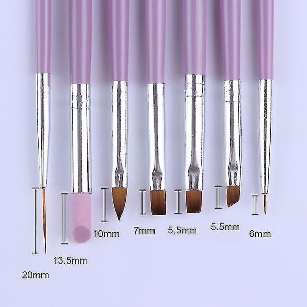 Hmwy-7st Nail Art Brush Set Nagelmålning Design Gel Borstar