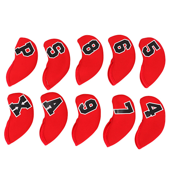 10 stk. Neopren Golf Iron Head Covers Sæt Rød