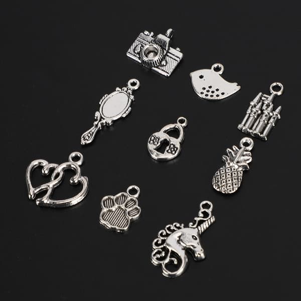 DIY Sølv Cupronickel Anheng Tilbehør for Armbåndslaging 100 Stiler