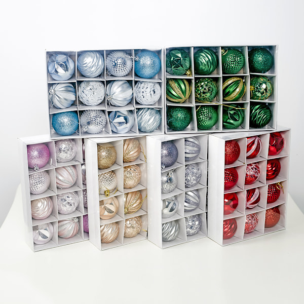 12 st julbollsprydnader för julgransdekoration 2,36" presentförpackning Silver