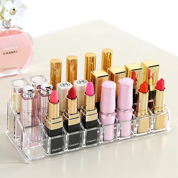 【DENGTU】24 rum læbestift organizer, læbestift opbevaring kosmetik organizer akryl gennemsigtig læbestift stander