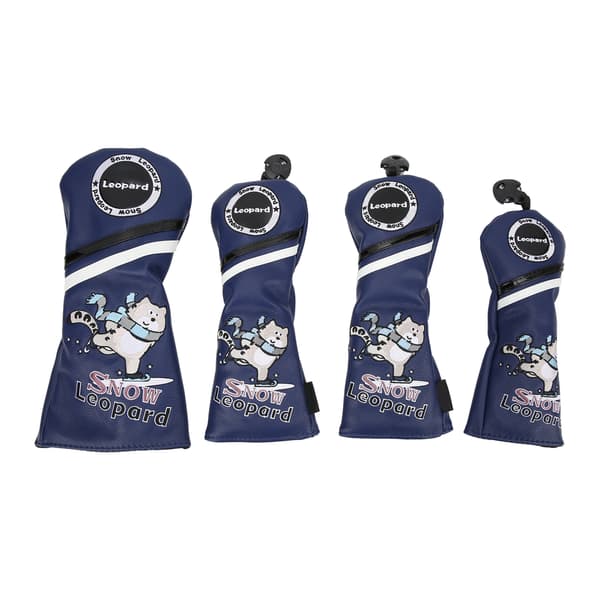 4 st 1 3 5 UT Golf Wood Headcovers Tecknad Snöleopardmönster PU Läder Head Covers Set