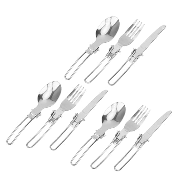 3 Sæt Rustfrit Stål Bærbart Foldbart Bestik Ske Gaffel Kniv Picnic Middagsredskaber