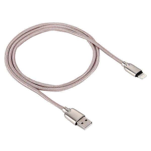 1m vævet 108 kobberkerner 8-benet til USB data synkroniseringsopladerkabel til iPhone, iPad Pink