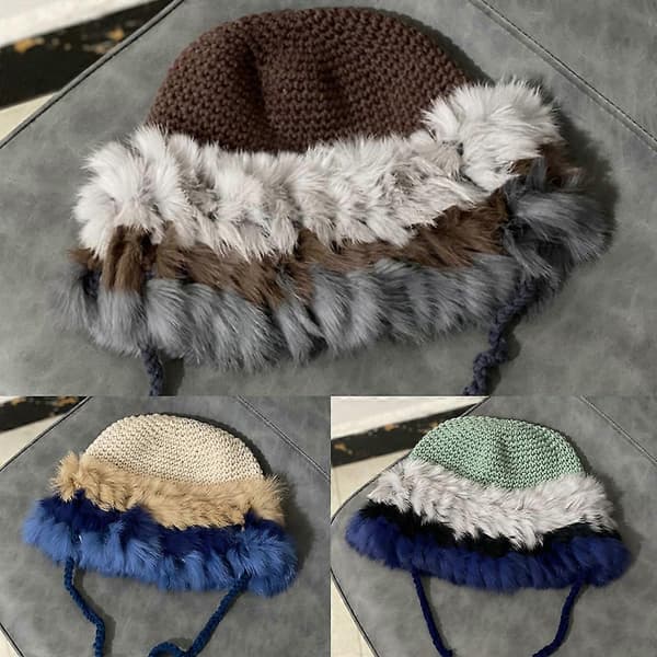 Kawaii Strikket Hue Sød Hæklet Strikket Hue Uldhat Varm til Efterår Vinter
