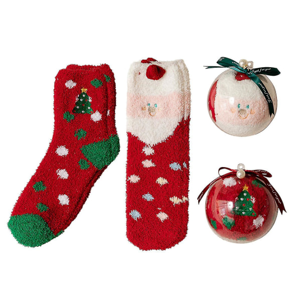 Christmas Ball Coral Fleece Strumpor Presentbox Förtjockade Sleep Socks DT