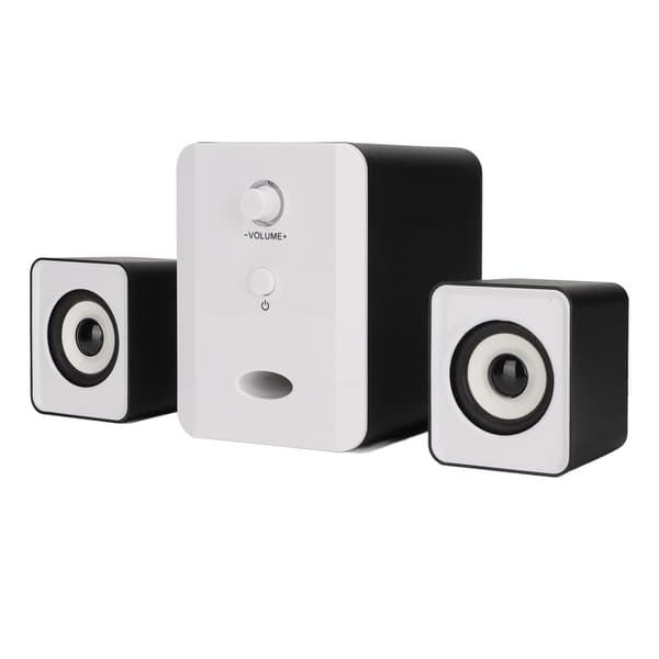 USB-drevet stationær computerhøjttalere med subwoofer til PC, bærbar computer, tablet, Dazzle Version, sort/hvid