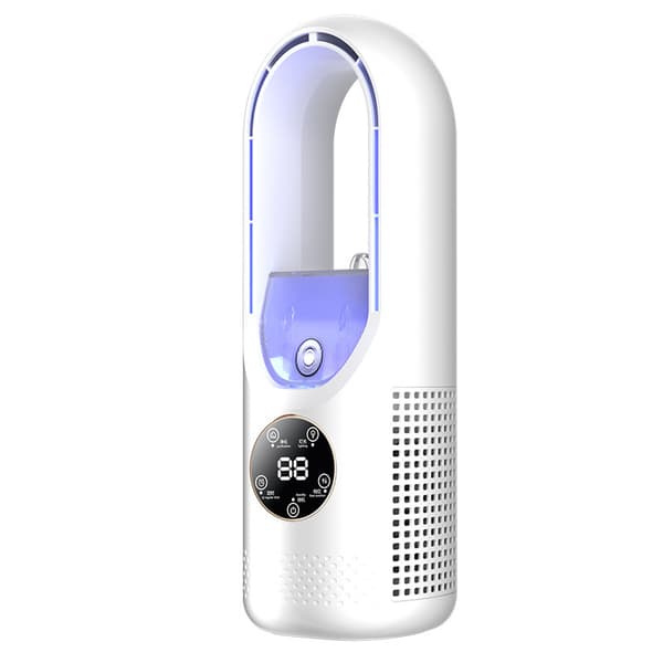 USB Bladeless ventilator med multifunktionskontrol og LED-display – Stille og bærbar, hvid – 1 enhed
