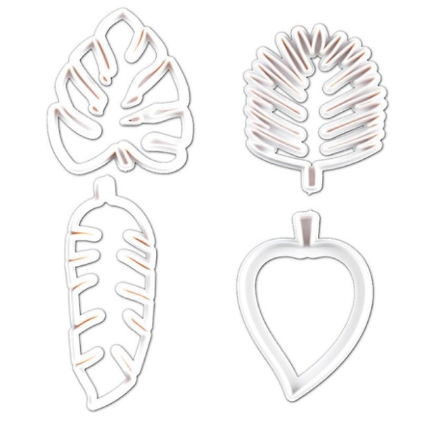 4 stk Tropical Leaf Cookie Model, Palm Leaves Form Hawaiian Green Leaf Cookie Cutter For Gum Paste, Candy Cake Decorating