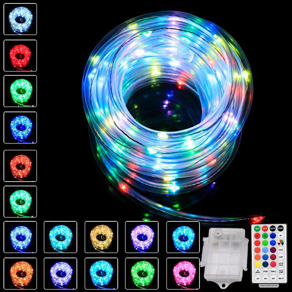 16-färgs fjärrkontroll ljusslinga RGB färgglada rörljus USB type 12 meters 100 lights
