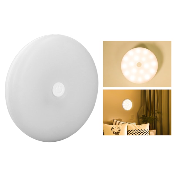 3W Rund LED Vegglampe Nattlys med 18 LED og Fjernkontroll for Myk Varm Belysning i Kjøkken & Trapper