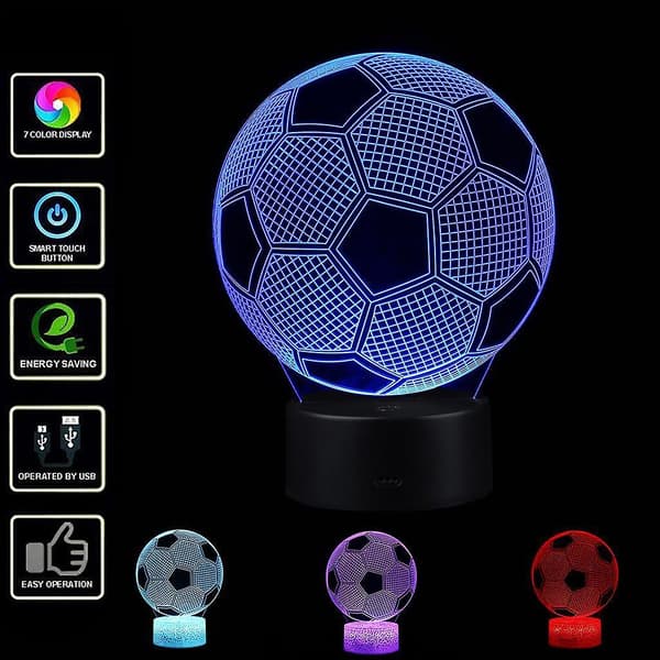 fodbold LED 3D belyst lampe optisk skrivebordsnatlampe med 7 farveskift