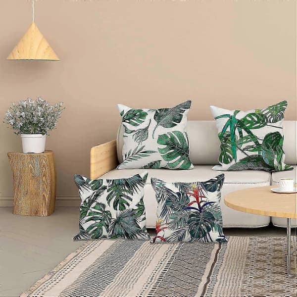 4 utendørs puter til hagemøbler hageputer lin grønne putetrekk 45x45cm sofa utgave