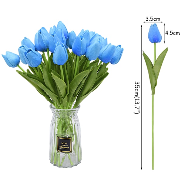 Mørkeblå Simuleret PU Tulipan - Kunstig Dekorativ Blomst
