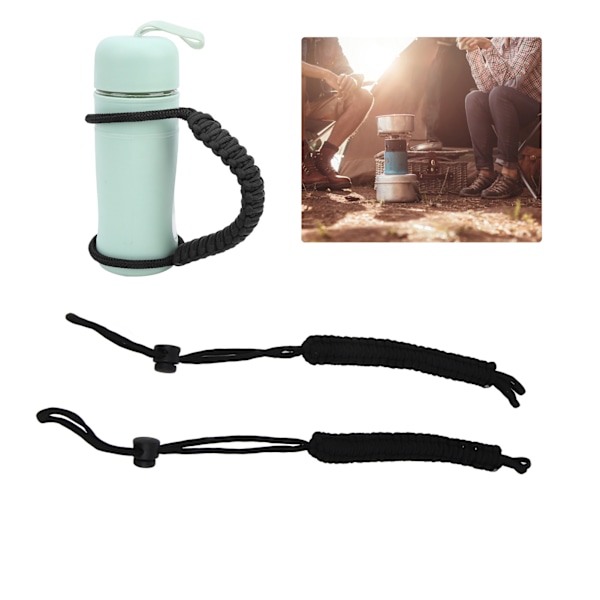 2-delt Slitesterk Håndvevd Tau Flaskeholder & Paraply Koppholder Håndtak