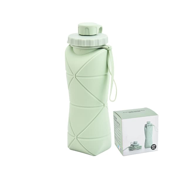 Vikbar 600ml Matkvalitet Silikon Bred Mun Vattenflaska Säker Barn Camping Sport Grön