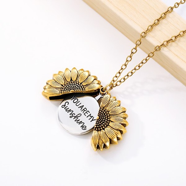 You Are My Sunshine Open Locket Sunflower Necklace Boho