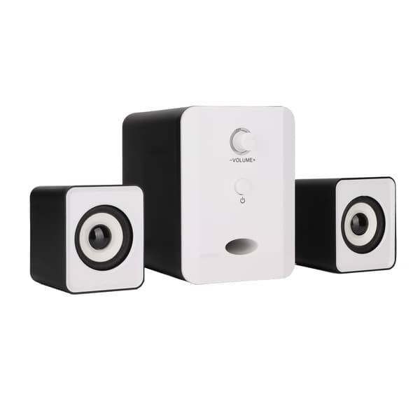 USB-drevet stationær computerhøjttalere med subwoofer til PC, bærbar computer, tablet, Dazzle Version, sort/hvid