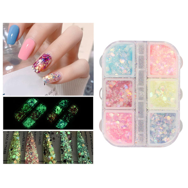 Blandade Iridescent Nagelkonst Paljetter för DIY Manikyrdekorationer och Glitterflingor