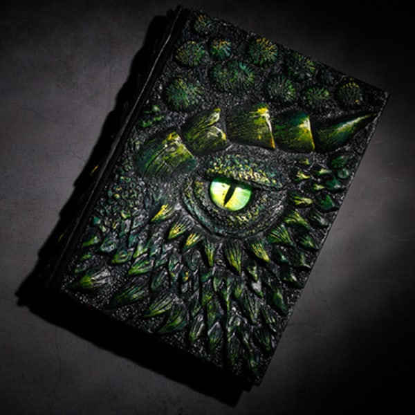 A5 Creativity Handgjord Magic Resin Cover Notebook Green Dragon