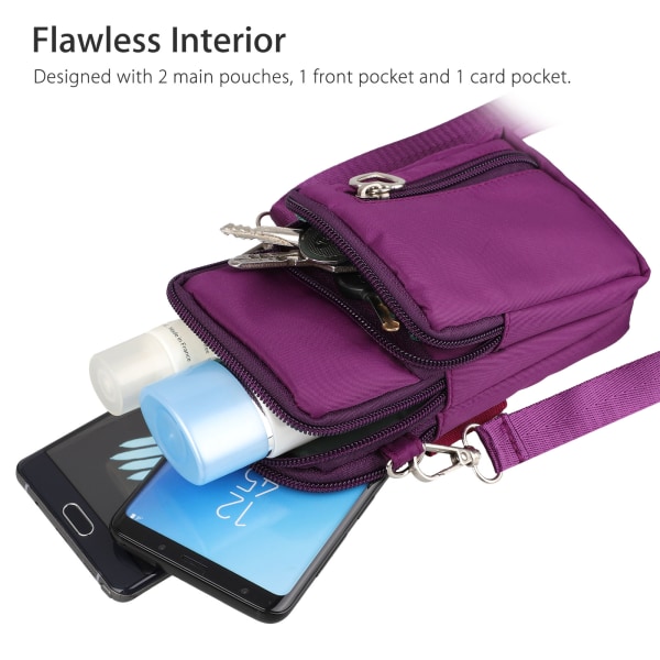 Axelremsväska för mobil, plånbok Miniväska Lila