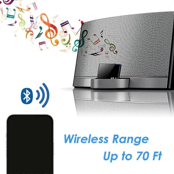 [DT]I-WAVE 30-bens Bluetooth 5.1 Audio Receiver Mini Trådløs Adapter til iPhone og iPod med 30-bens jack og analog højttaler.