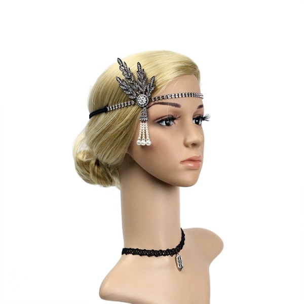 Europeiska och amerikanska Retro Alloy Pearl and Diamond Headwea black