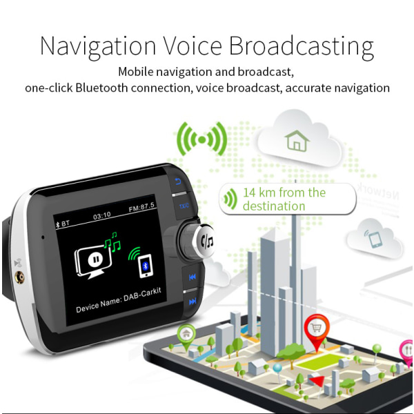 Trådlös Bluetooth FM-sändare med LCD-skärm