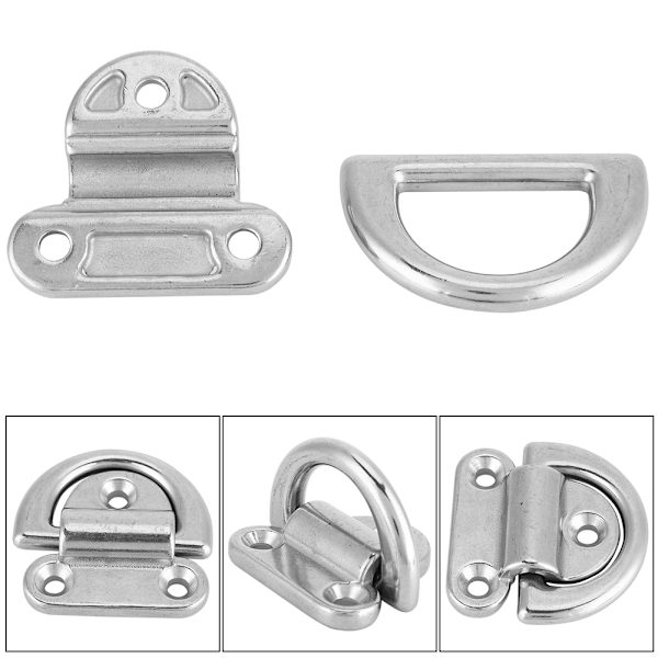 316 rustfrit stål Båd Foldbar Pad Eye Surring D Ring Tie Down Cleat (4 stk 8 mm)