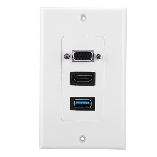 3 Port VGA HDMI USB 3.0 Väggmonteringspaneladapter