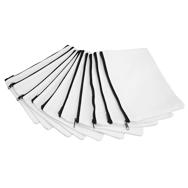 10-pak lærred tomme poser 7,8x5,7in lette lynlåseposer til DIY-håndværk, makeup, brevpapir og rejser
