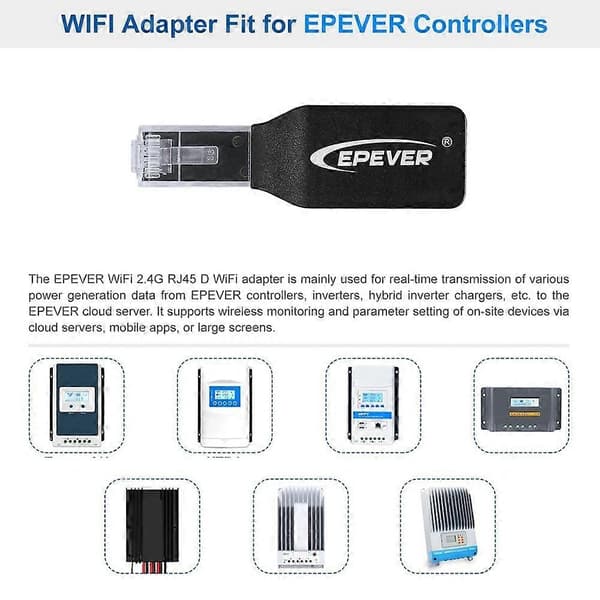 EPEVER WiFi Bluetooth-adapter for MPPT Tracer Solar Controller Overvåking av solcellekontroller Fjernmonitor Black