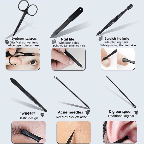 Rostfritt stål spiksax set Manikyr verktyg presentset style 12