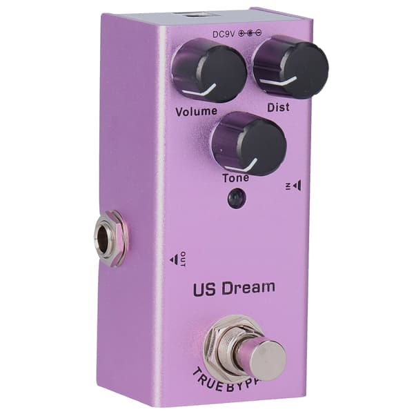 US Dream Distortion Mini Sähkökitaran Efektipedaali True Bypass Violetti DC 9V JDF4