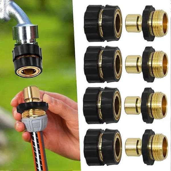 3/4 tommer lynkoblinger til slange, gevindkobling lækagefri vandslange hun- og hanadapter 4pcs