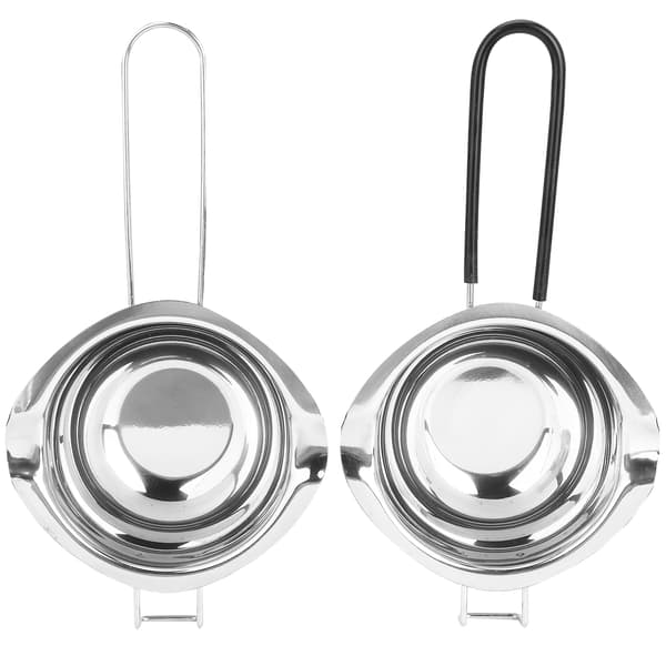 2 stk. 400 ml smeltedigel i rustfrit stål, sølvfarvet, sort køkkenredskab til smør, chokolade, ost