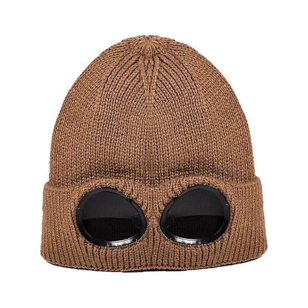 Unisex Goggle Beanie Hat Stickad Vinter Tjock Varm