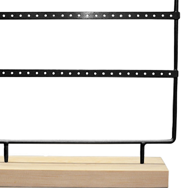 Elegant 3-lags smykkestativ med stor kapacitet, jernmateriale og kompakt design til praktisk opbevaring og visning af øreringe i sort