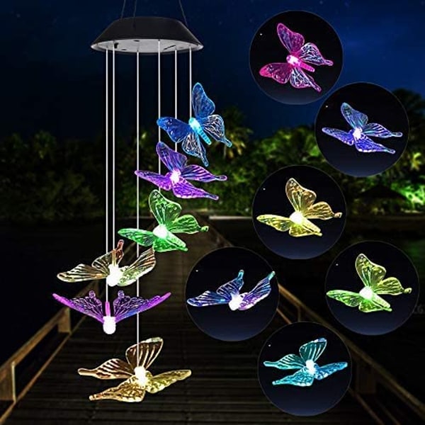 Wind Chime, Solar Lights Chimes, Butterfly Wind Chimes Butterfly