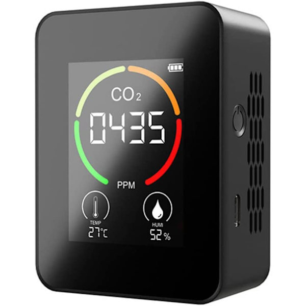 CO2 Luftdetektor Koldioxiddetektor Black