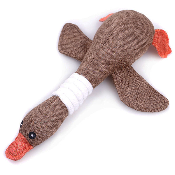Hundleksak med squeaker för små medelstora hundar gåsform Brwon