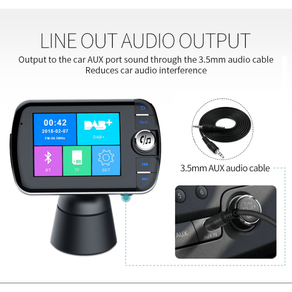Trådlös Bluetooth FM-sändare med LCD-skärm