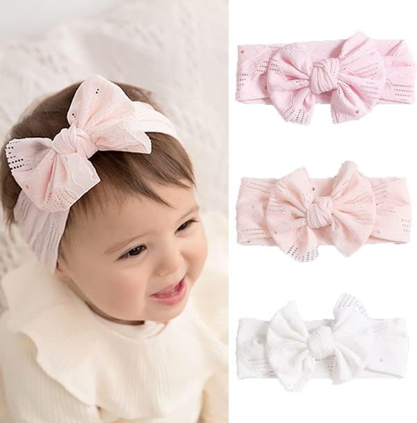 Baby Pige Nylon Hårbånd Sløjfe Elastiske Hårbånd Bløde Søde H[dt]