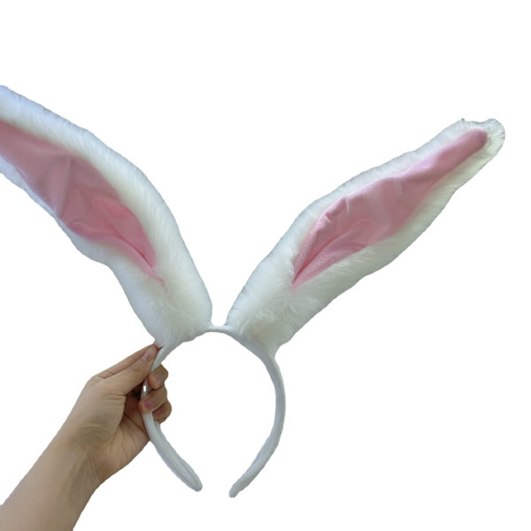 Bunny Ears Pannband för flickor och kvinnor White