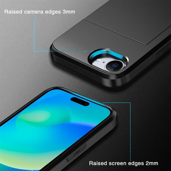 SKALO Armor Kortholder Cover til iPhone 17e - Sort Svart black