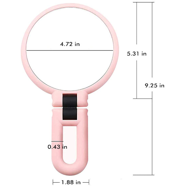 Dubbelsidig sminkspegel med 1/10x Rosa 5X Pink 5X