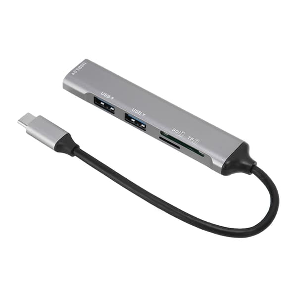 5 i 1 USB C Hub Metall Plug and Play Typ C Dockningsstation Adapter för Windows Linux Svart